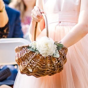 Woven willow flower girl basket wedding